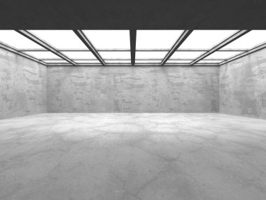 Karanlık beton boş oda. Modern mimari tasarım