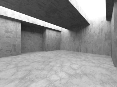 Karanlık beton boş oda. Modern mimari tasarım