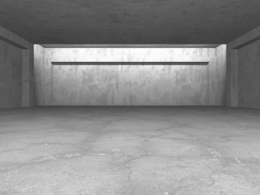 Karanlık beton boş oda. Modern mimari tasarım