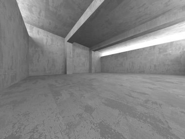Karanlık beton boş oda. Modern mimari tasarım