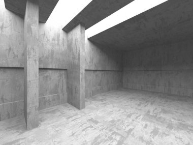 Karanlık beton boş oda. Modern mimari tasarım