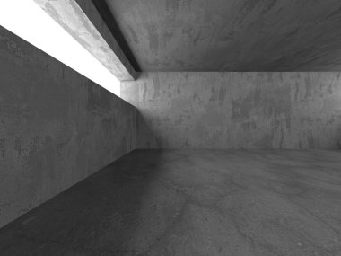 Karanlık beton boş oda. Modern mimari tasarım