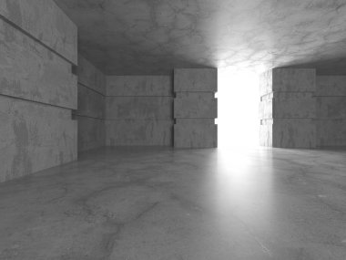 Karanlık beton boş oda. Modern mimari tasarım