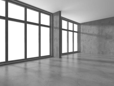 Karanlık beton boş oda. Modern mimari tasarım