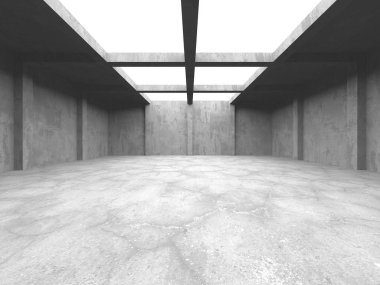Karanlık beton boş oda. Modern mimari tasarım