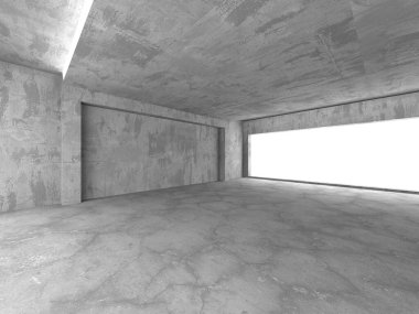 Karanlık beton boş oda. Modern mimari tasarım
