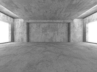 Karanlık beton boş oda. Modern mimari tasarım
