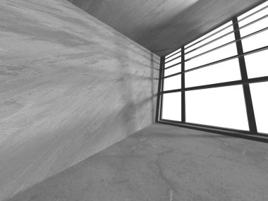 Karanlık beton boş oda. Modern mimari tasarım