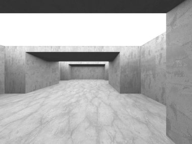 Karanlık beton boş oda. Modern mimari tasarım