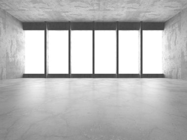 Karanlık beton boş oda. Modern mimari tasarım