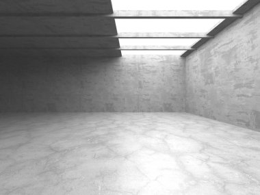 Karanlık beton boş oda. Modern mimari tasarım