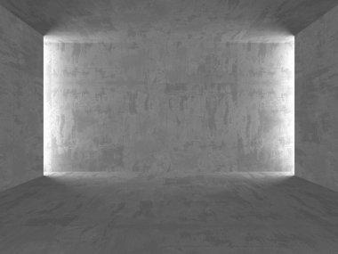 Karanlık beton boş oda. Modern mimari tasarım