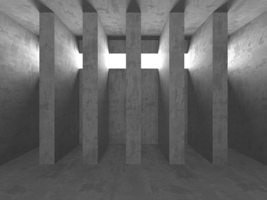 Karanlık beton boş oda. Modern mimari tasarım