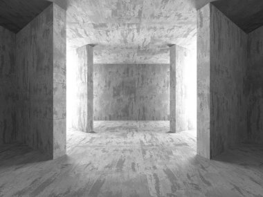 Karanlık beton boş oda. Modern mimari tasarım