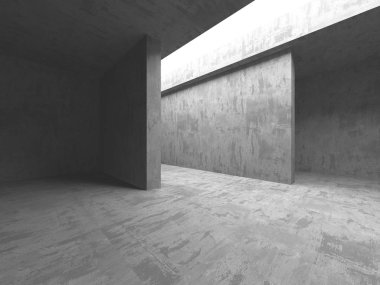 Karanlık beton boş oda. Modern mimari tasarım