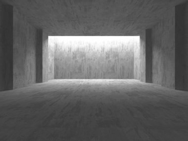 Karanlık beton boş oda. Modern mimari tasarım