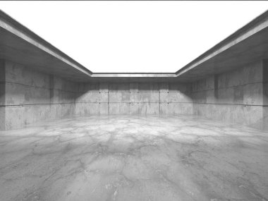 Karanlık beton boş oda. Modern mimari tasarım