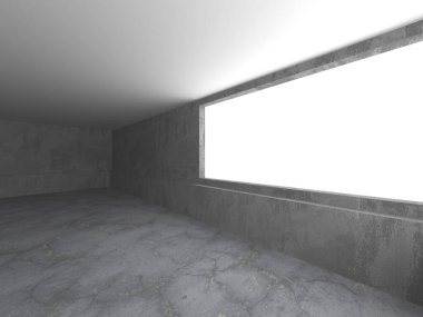 Karanlık beton boş oda. Modern mimari tasarım