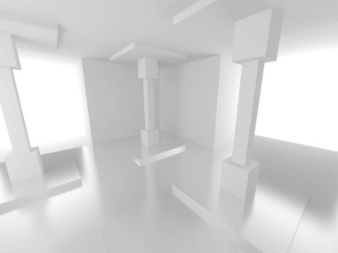 Fütüristik beyaz mimari tasarım arka plan