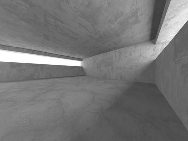 Karanlık beton boş oda. Modern mimari tasarım