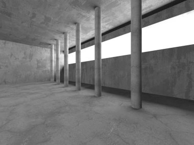 Karanlık beton boş oda. Modern mimari tasarım