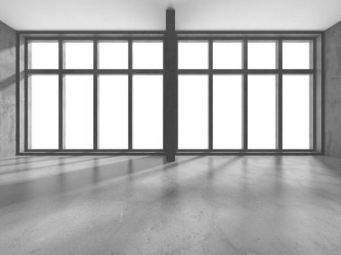 Karanlık beton boş oda. Modern mimari tasarım