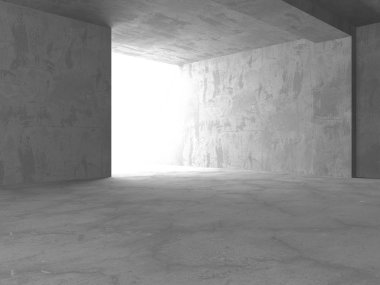 Karanlık beton boş oda. Modern mimari tasarım