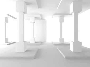 Fütüristik beyaz mimari tasarım arka plan