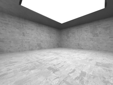 Karanlık beton boş oda. Modern mimari tasarım