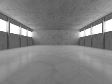 Karanlık beton boş oda. Modern mimari tasarım