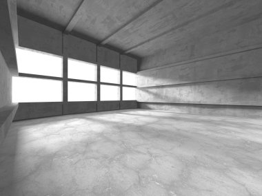 Karanlık beton boş oda. Modern mimari tasarım