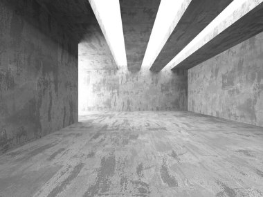 Karanlık beton boş oda. Modern mimari tasarım