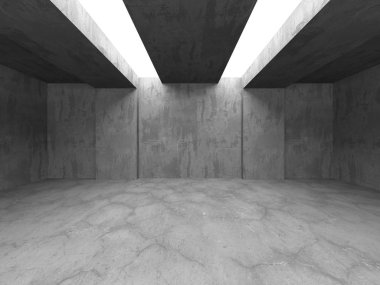 Karanlık beton boş oda. Modern mimari tasarım