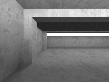 Karanlık beton boş oda. Modern mimari tasarım