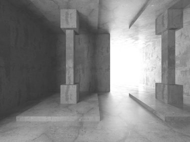 Karanlık beton boş oda. Modern mimari tasarım