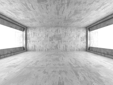 Karanlık beton boş oda. Modern mimari tasarım