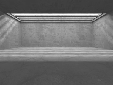 Karanlık beton boş oda. Modern mimari tasarım