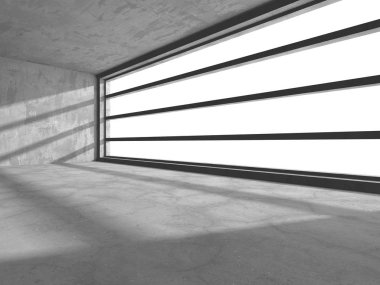 Karanlık beton boş oda. Modern mimari tasarım