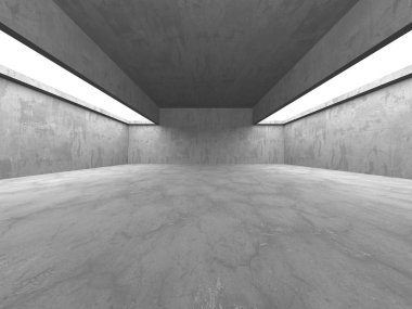 Karanlık beton boş oda. Modern mimari tasarım