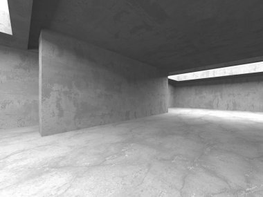 Karanlık beton boş oda. Modern mimari tasarım