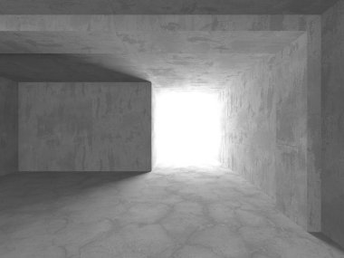 Karanlık beton boş oda. Modern mimari tasarım