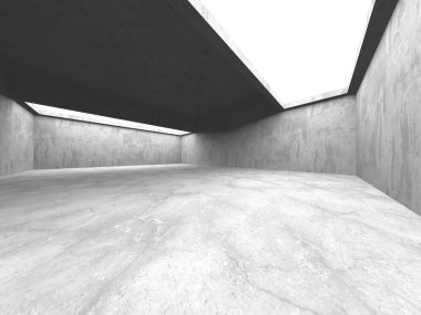 Karanlık beton boş oda. Modern mimari tasarım