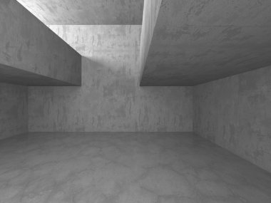Karanlık beton boş oda. Modern mimari tasarım