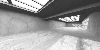 Karanlık beton boş oda. Modern mimari tasarım