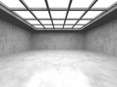 Karanlık beton boş oda. Modern mimari tasarım