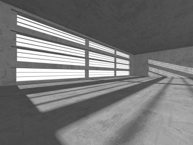 Karanlık beton boş oda. Modern mimari tasarım