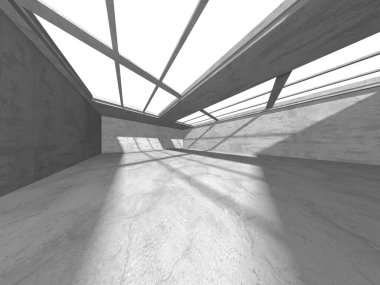 Karanlık beton boş oda. Modern mimari tasarım