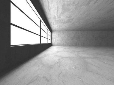 Karanlık beton boş oda. Modern mimari tasarım