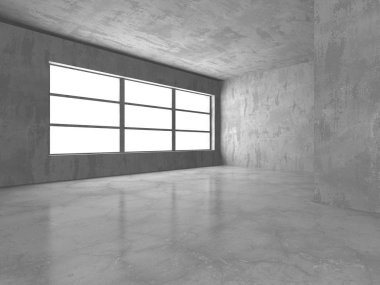 Karanlık beton boş oda. Modern mimari tasarım