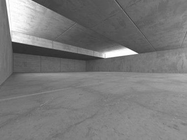 Karanlık beton boş oda. Modern mimari tasarım